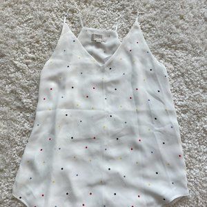 LOFT white polka dot satin tank top